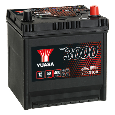 Batterie Démarreur Yuasa YBX3108 SMF - 50 Ah, 400 A, Dimensions 202x173x225 Mm, Poignée Et Témoin De Charge