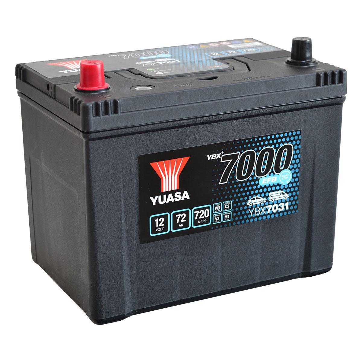 YBX7031 Yuasa 12v 72Ah EFB Start Stop Plus Car Battery - FREE UK