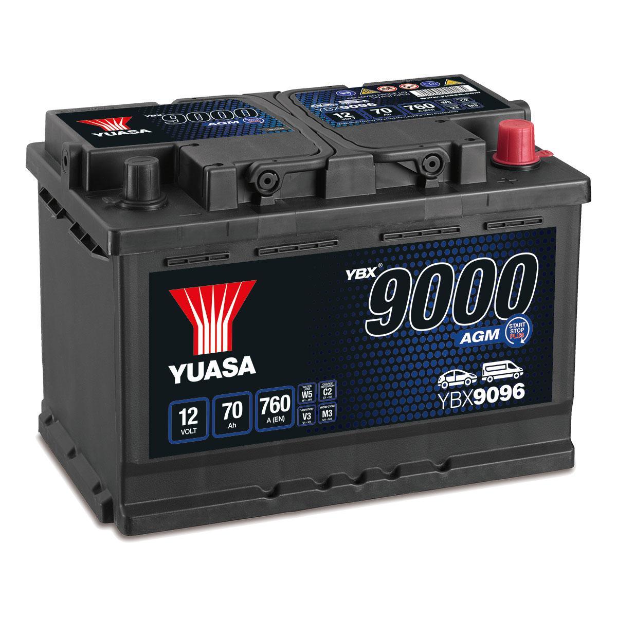 YBX9096 Yuasa 12v 70Ah AGM Car Battery – FREE UK mainland delivery