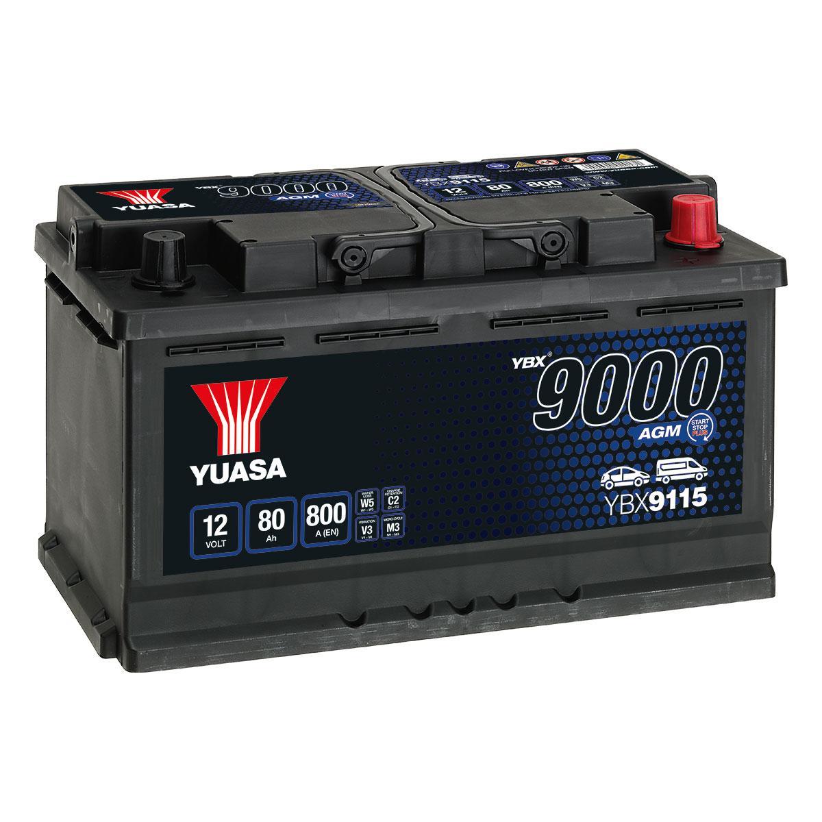 YBX9115 Yuasa 12v 80Ah AGM Car Battery – FREE UK mainland delivery